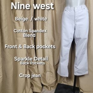 Nine West Beige and White Crop Jeans